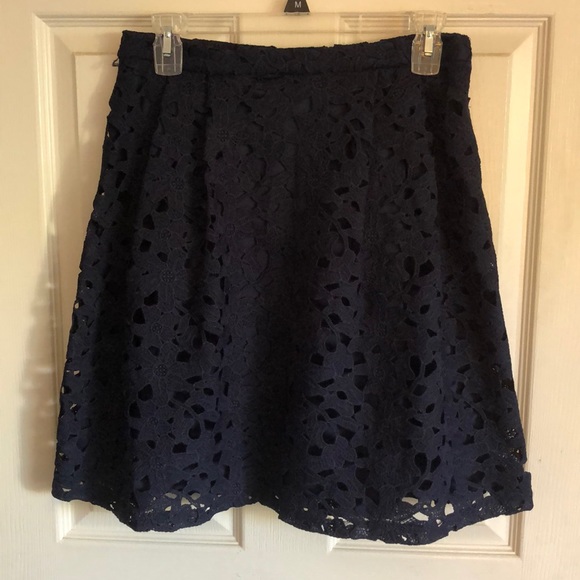 Navy blue crochet blouse & skirt set - Picture 4 of 5